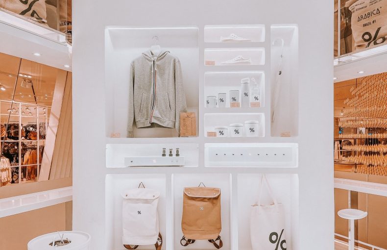 merchandise in modern minimal futuristic cafe 8jnzzen